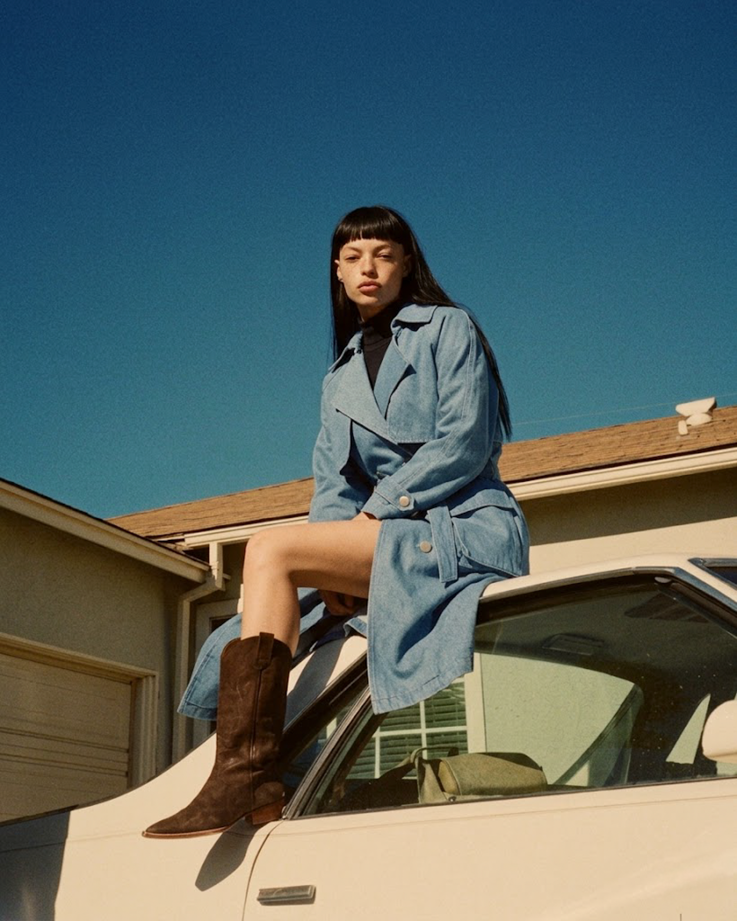 厚磅解構大口袋牛仔長版風衣