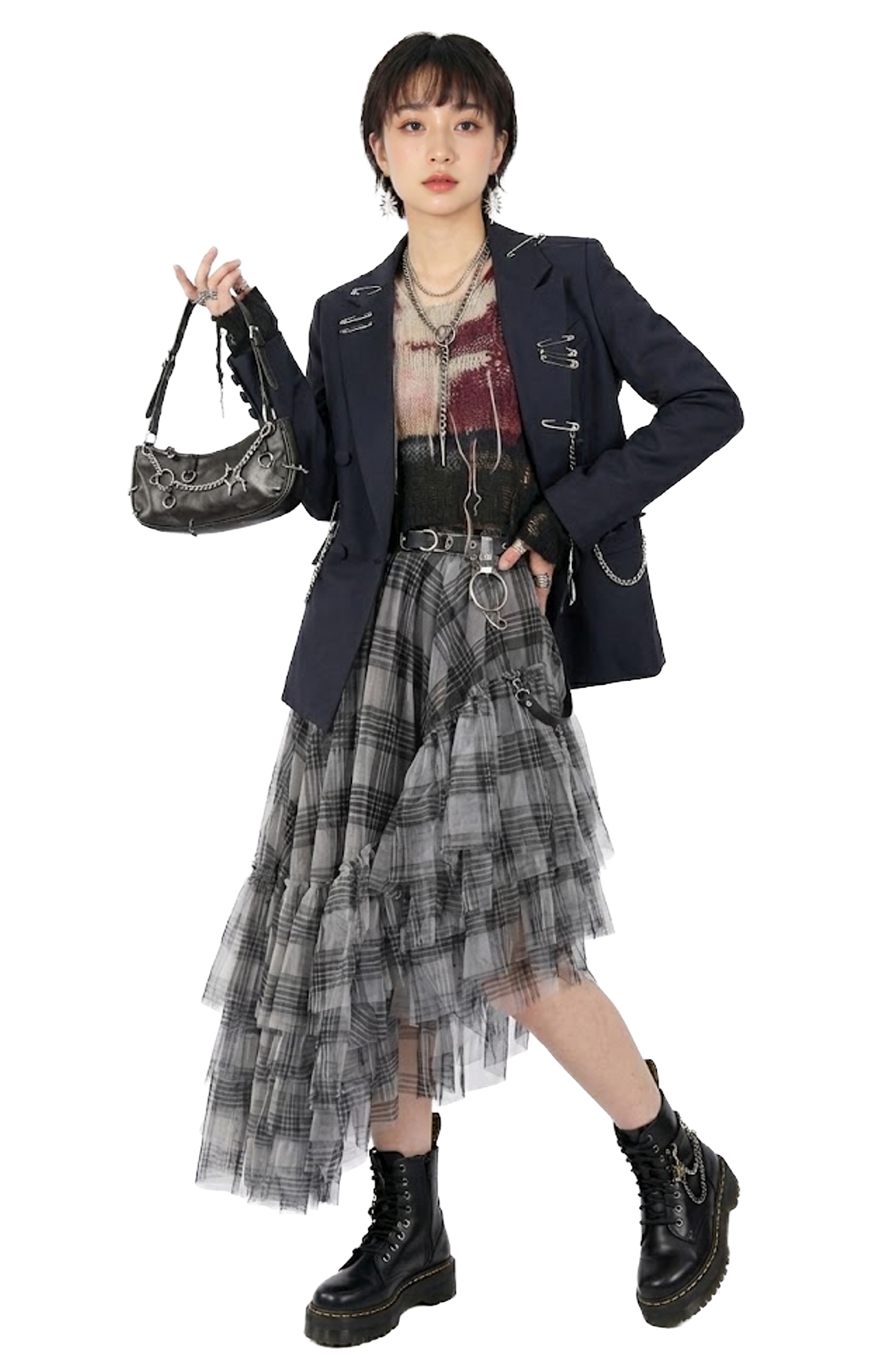 多層次格紋蛋糕裙