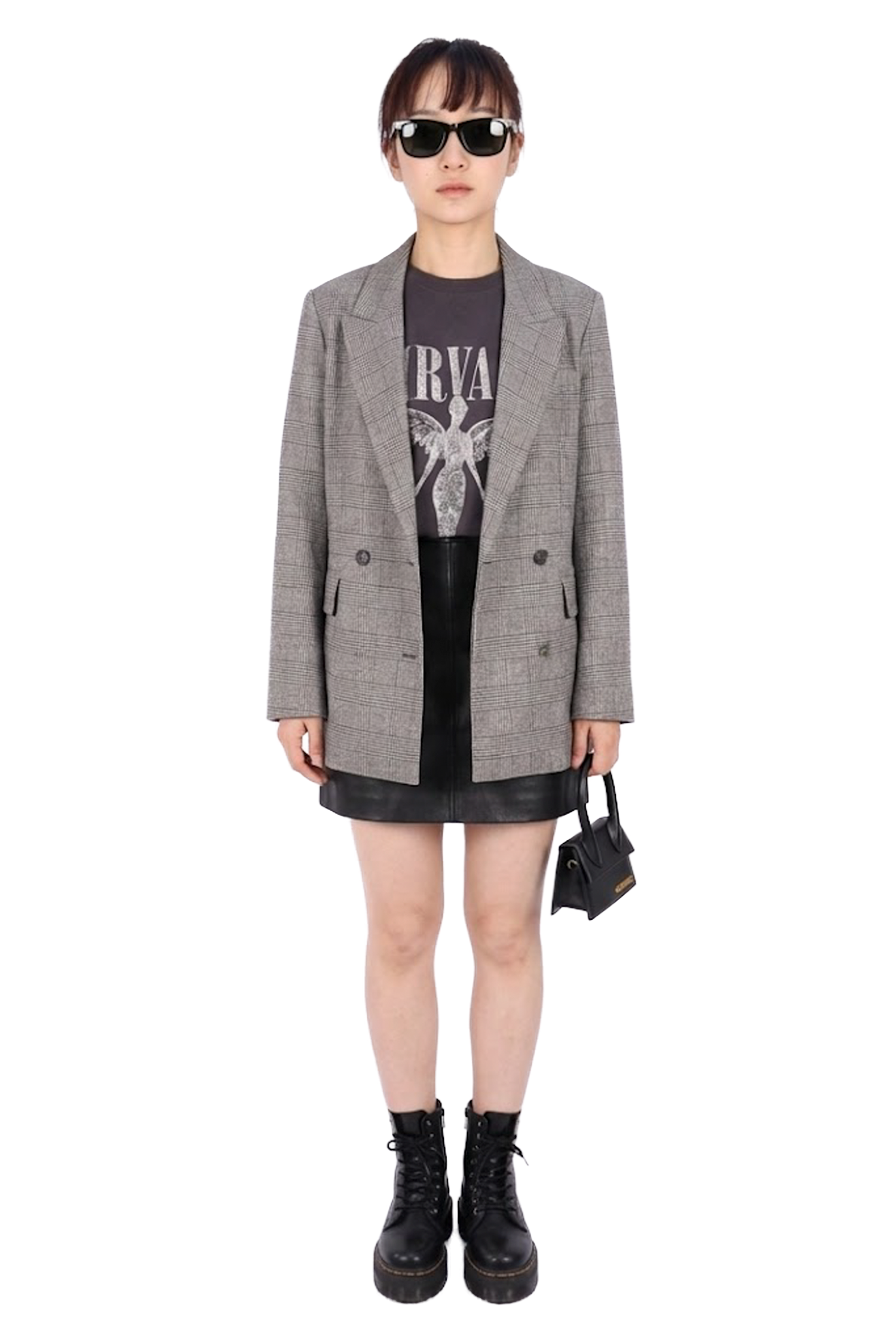 格紋毛呢休閒西裝外套