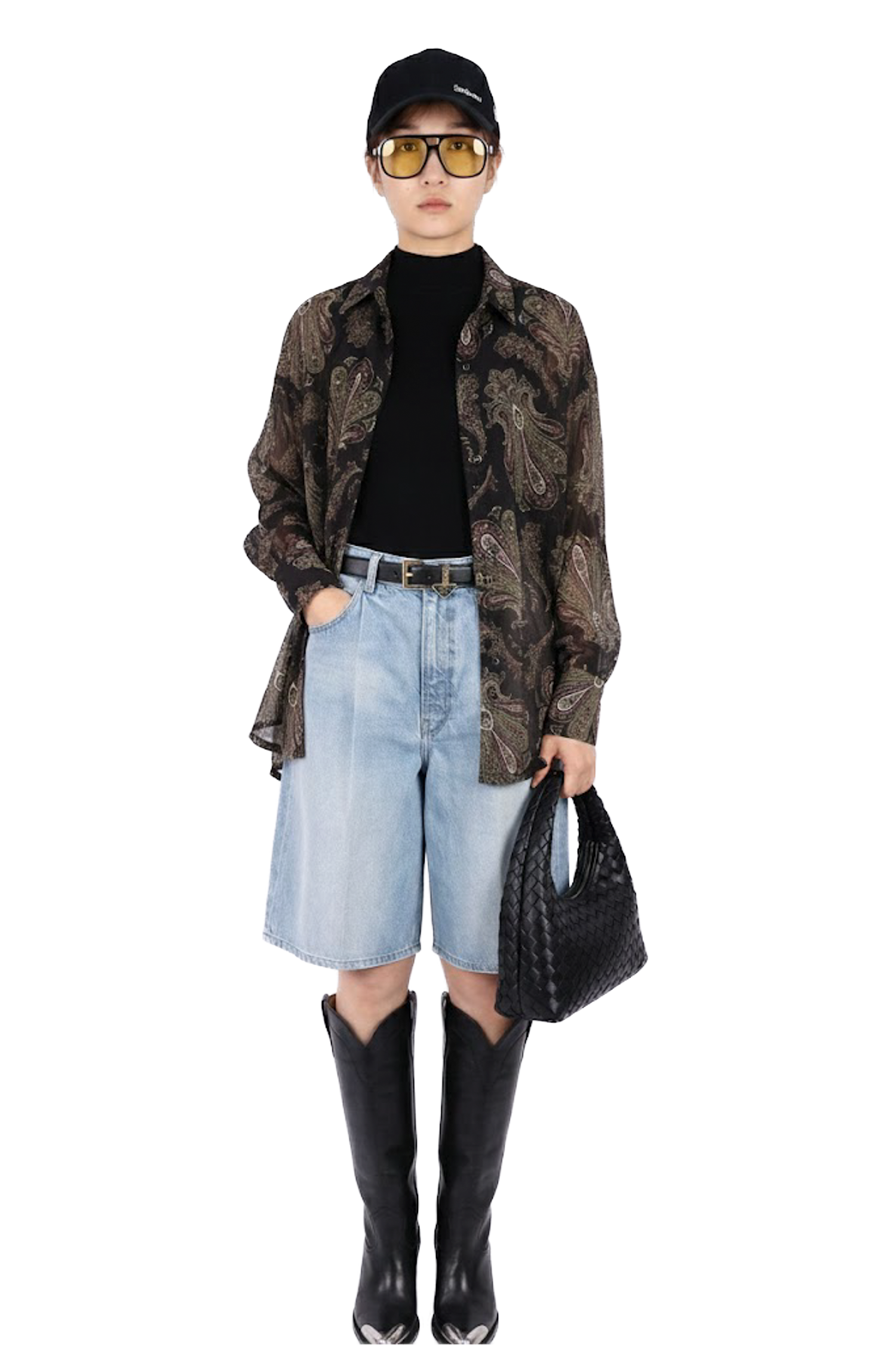 復古變形蟲印花雪紡寬鬆襯衫