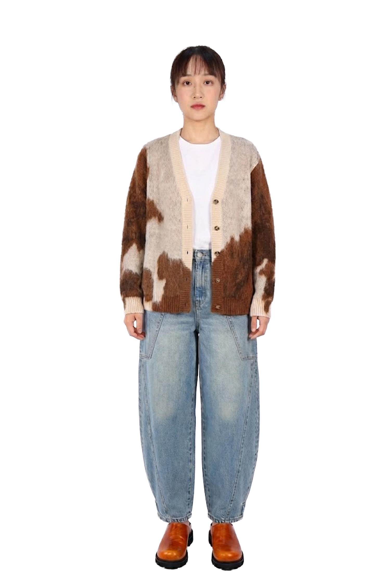 繭形剪裁牛仔寬褲