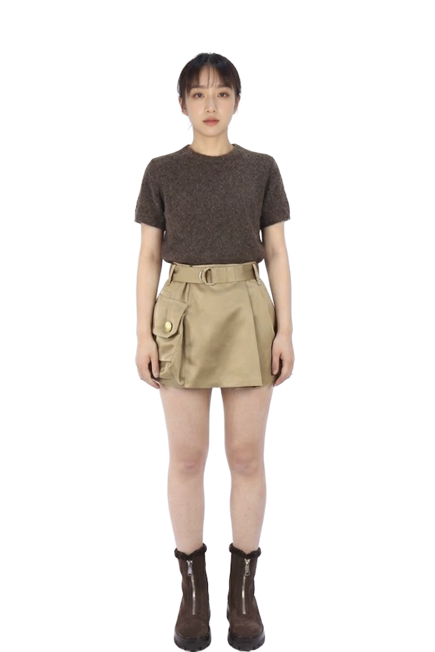 卡其大口袋司機短裙