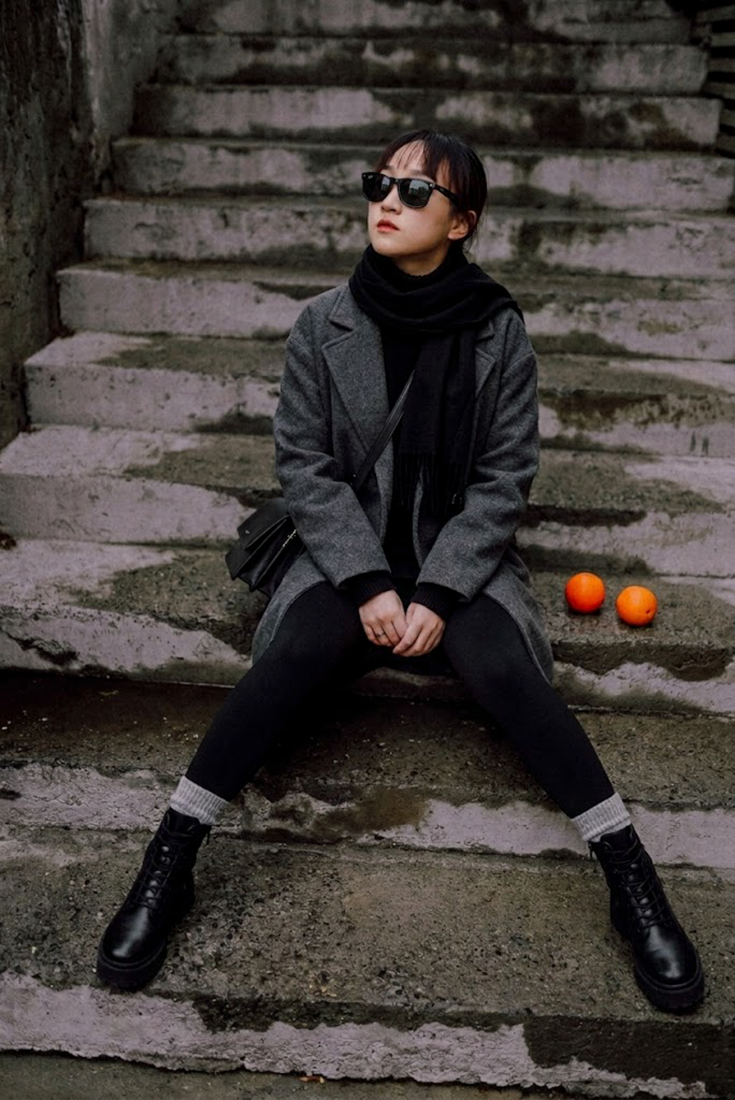 灰毛呢西裝大衣