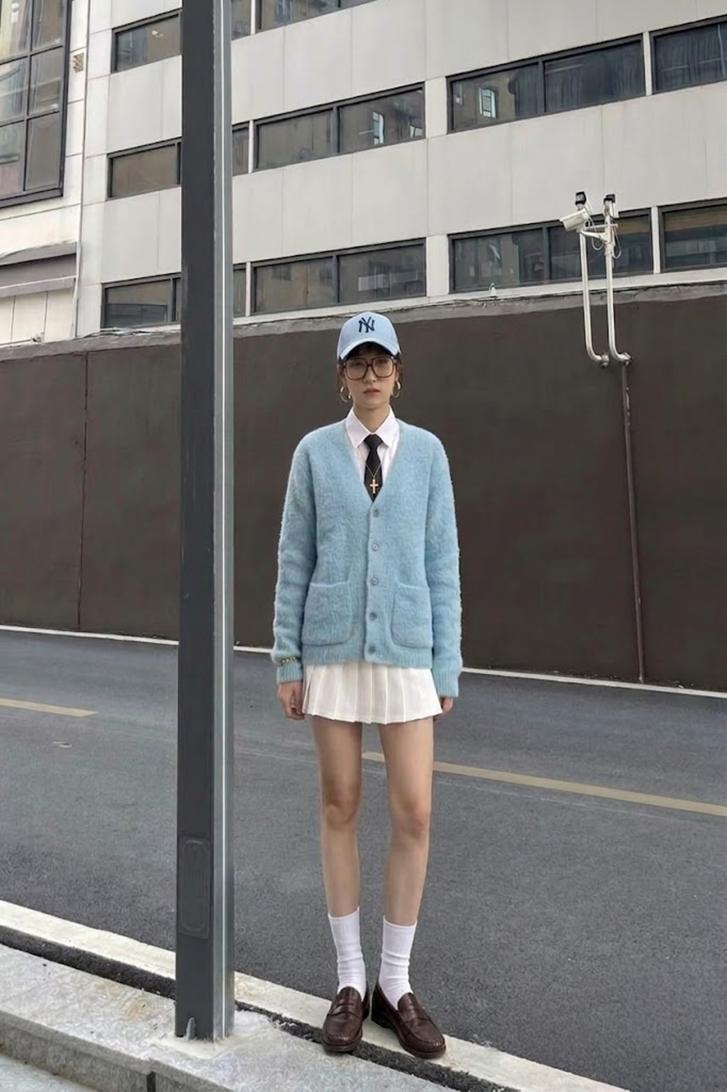 冰川水藍長毛絨開襟衫