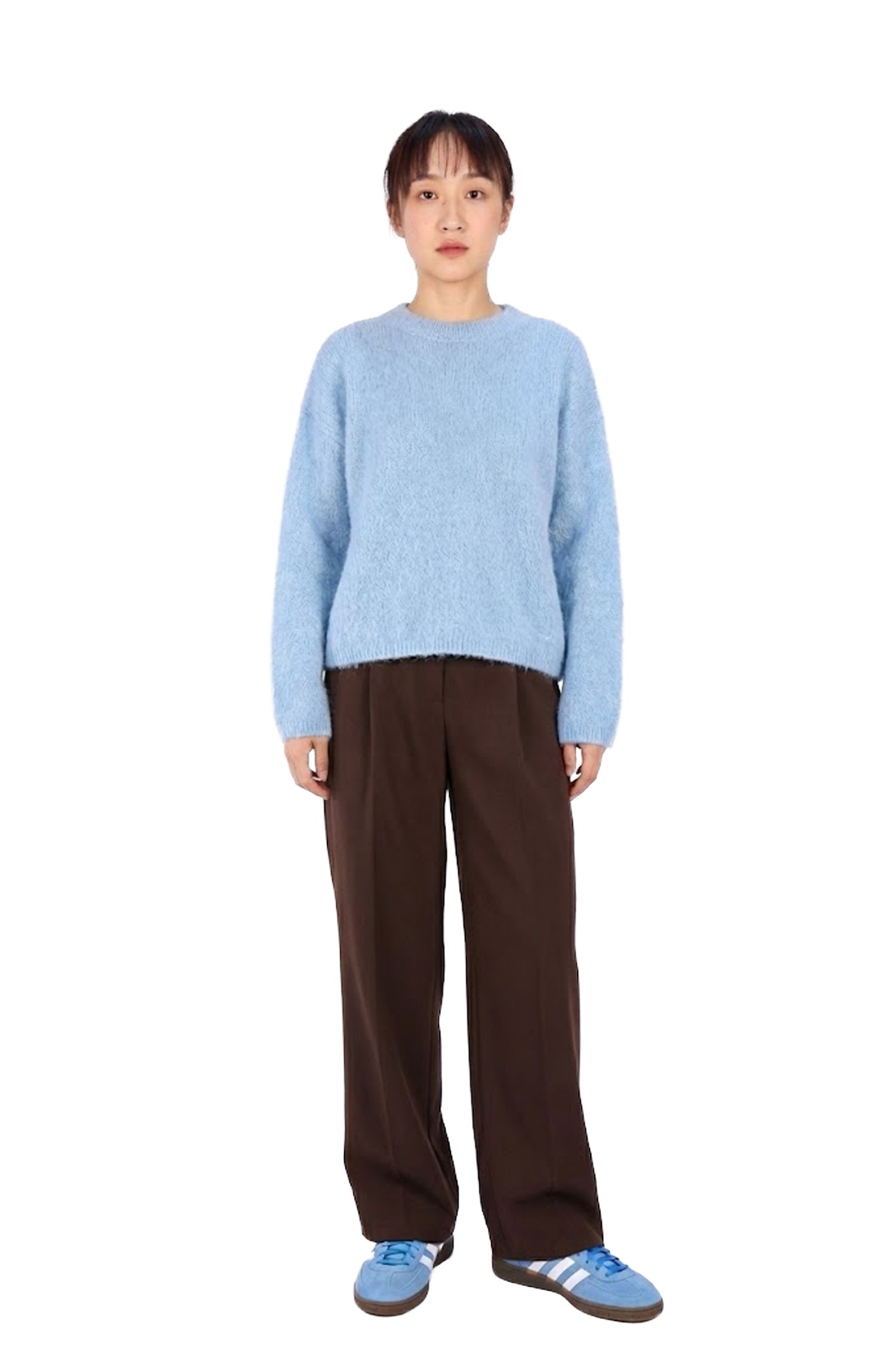 天藍色針織長袖上衣