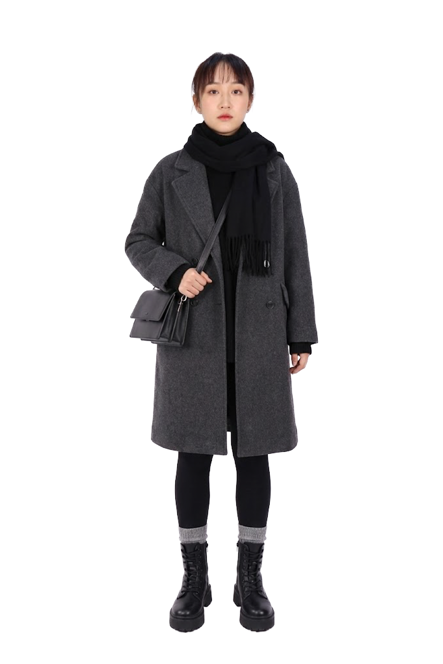 灰毛呢西裝大衣