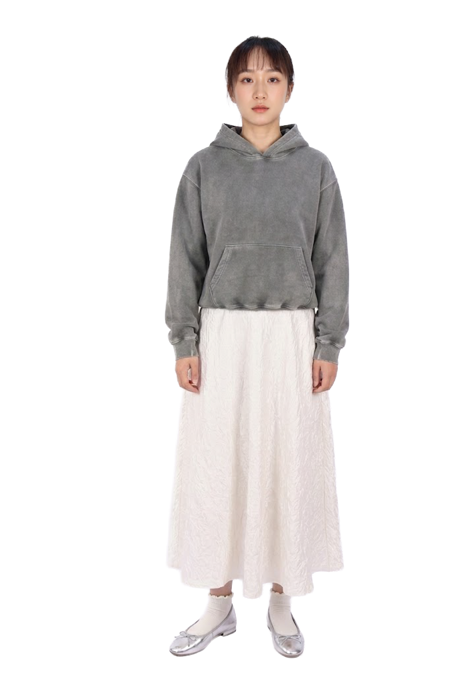 蕾絲壓花緞面長裙