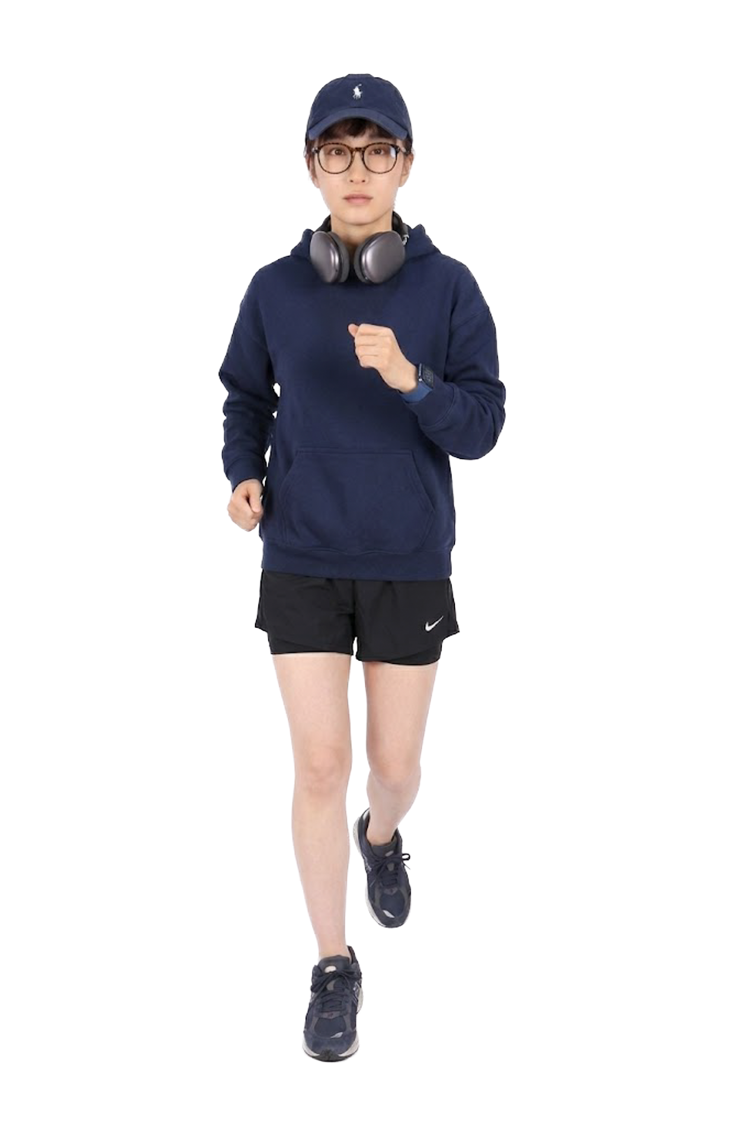 深藍運動連帽長袖上衣