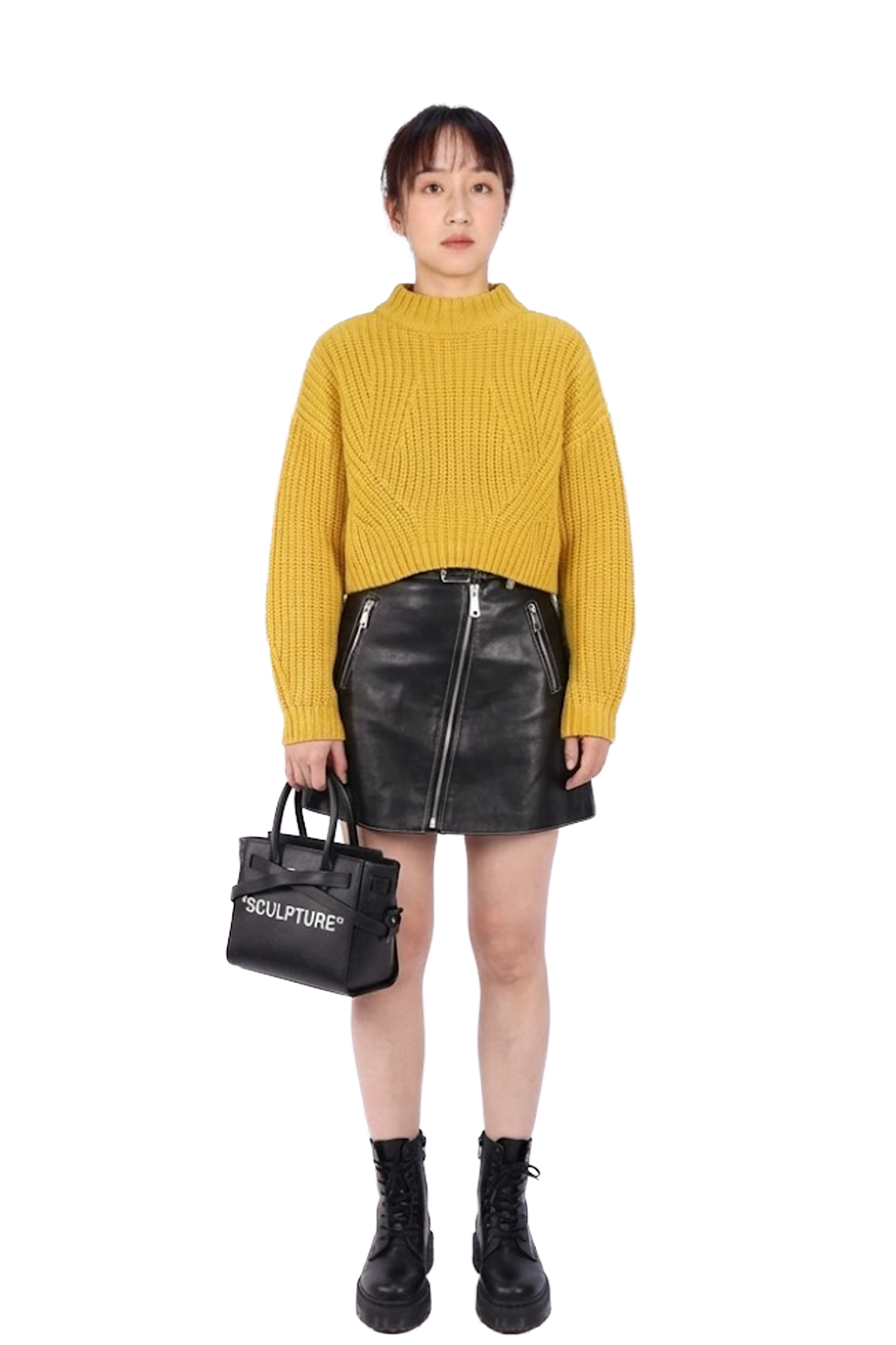 鵝黃色針織毛線長袖上衣