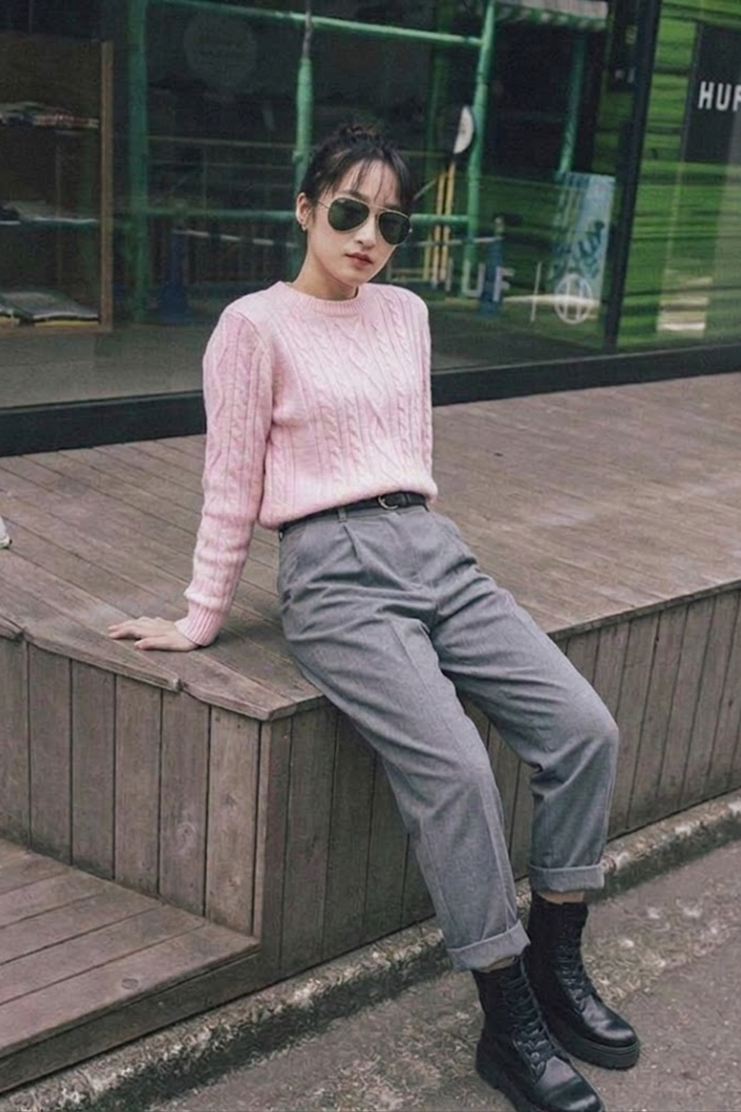 灰色打折西裝長褲