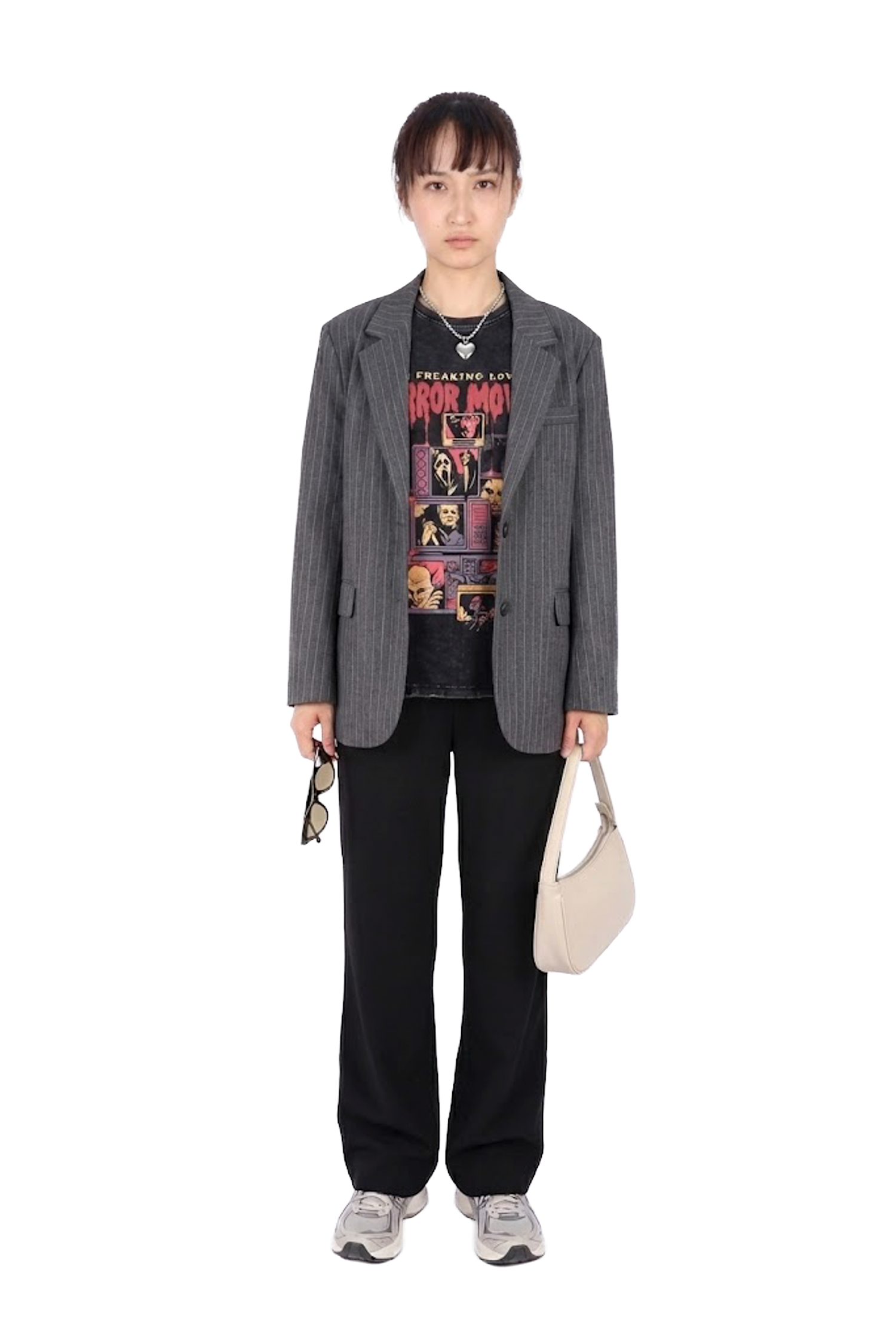 直條紋寬鬆版型西裝外套