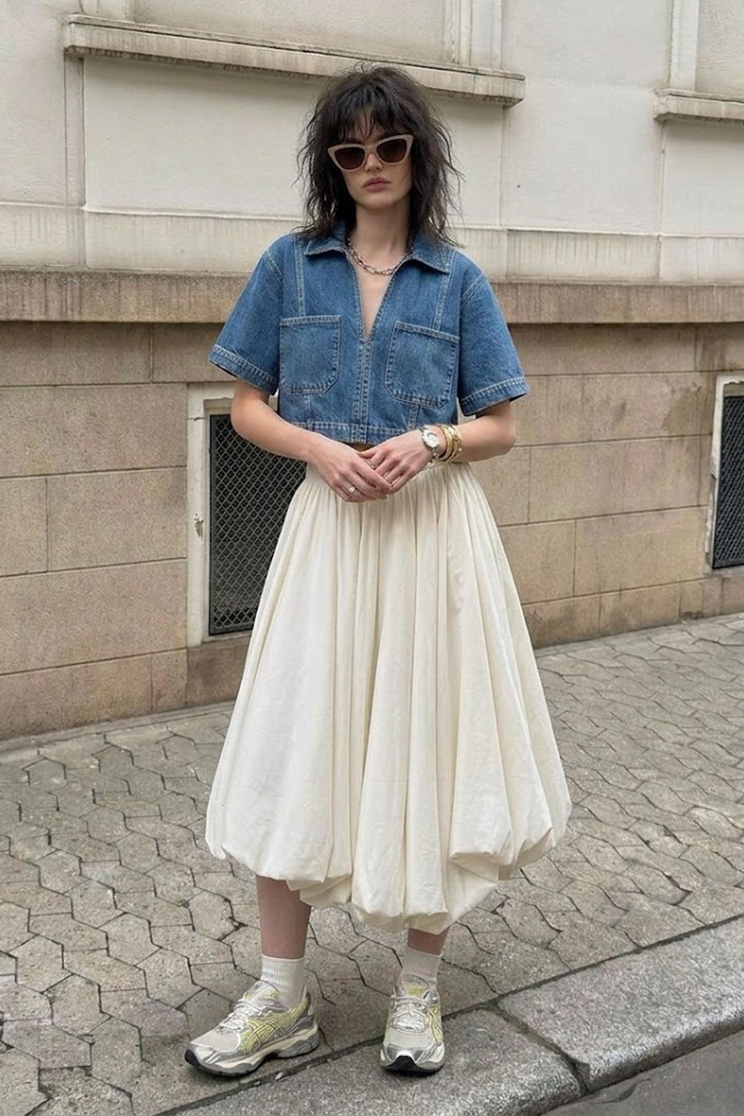 抽皺氣球運動長裙