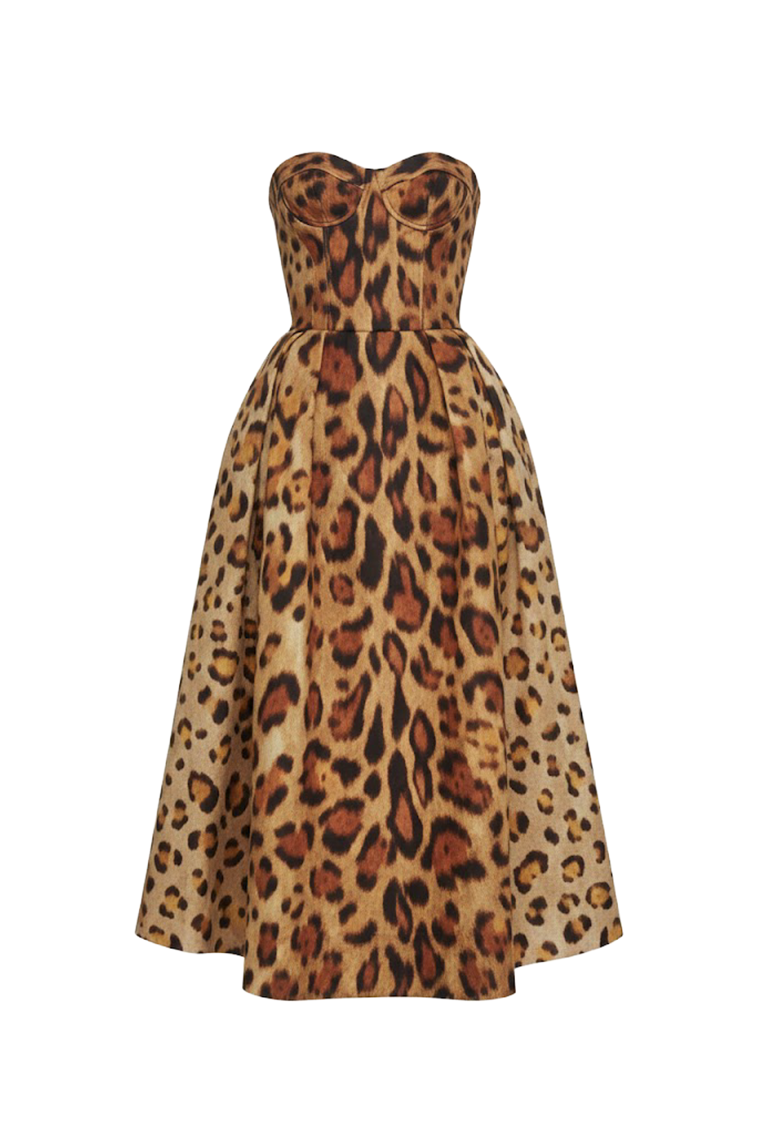 豹紋平口抹胸連身裙