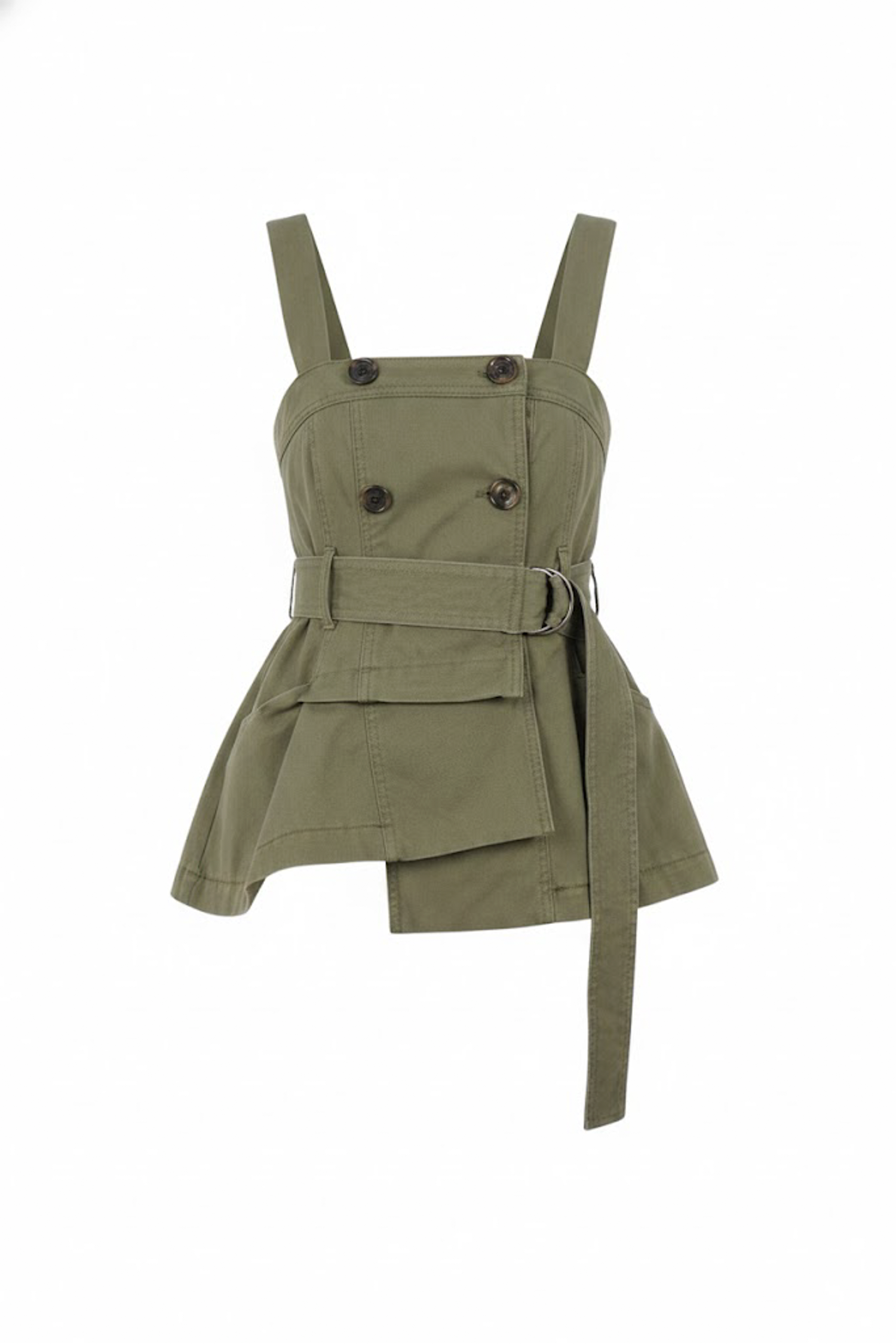 解構式工裝雙排合腰帶背心上衣