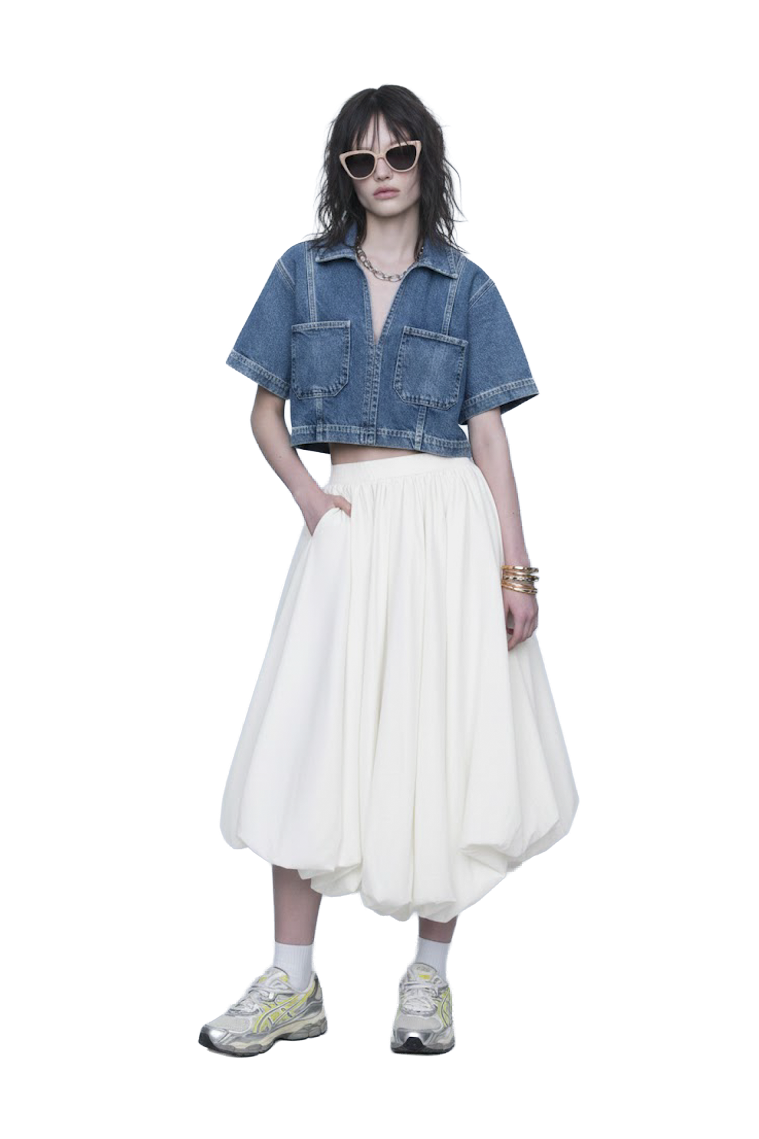 抽皺氣球運動長裙