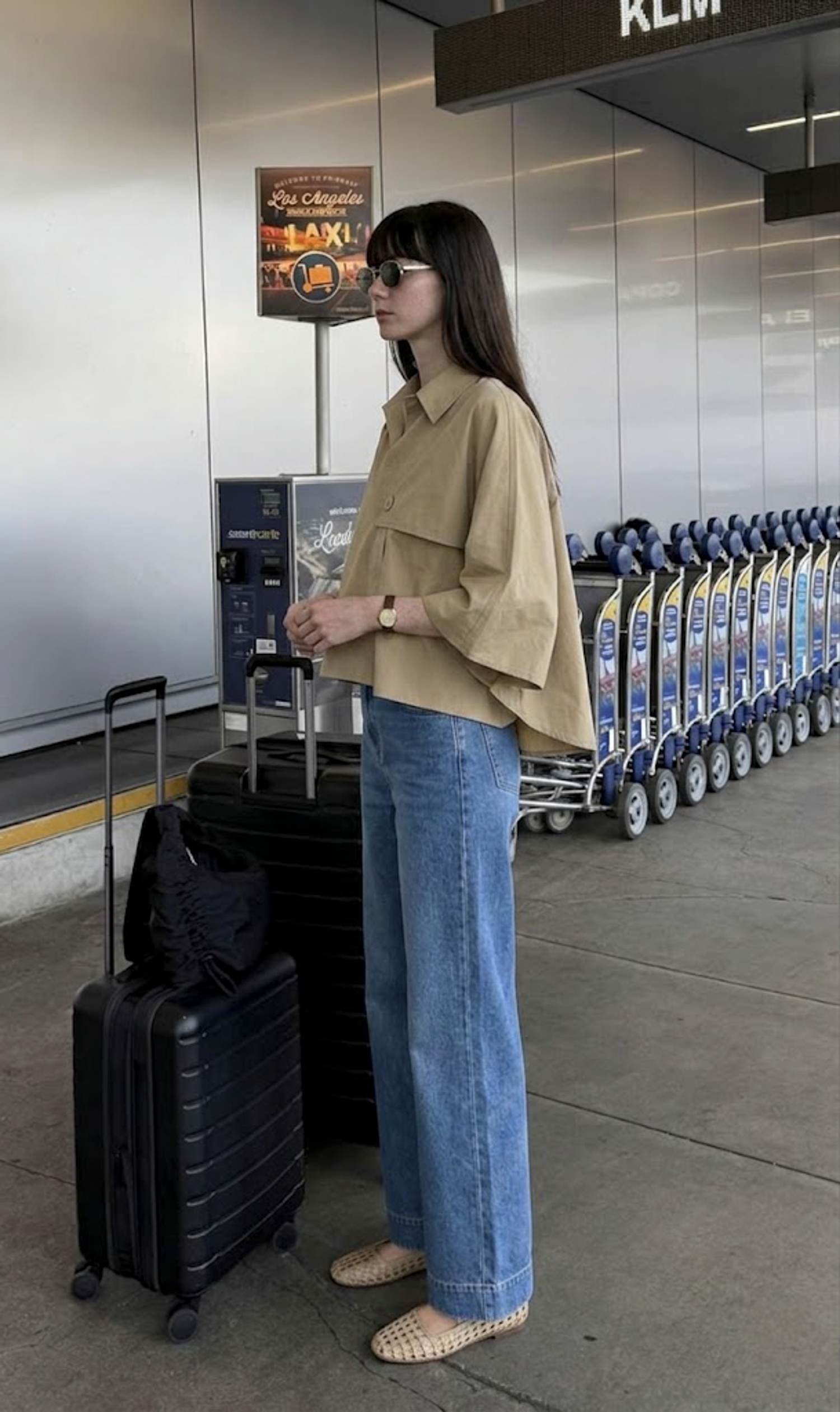 不對稱扣環斗篷式襯衫上衣